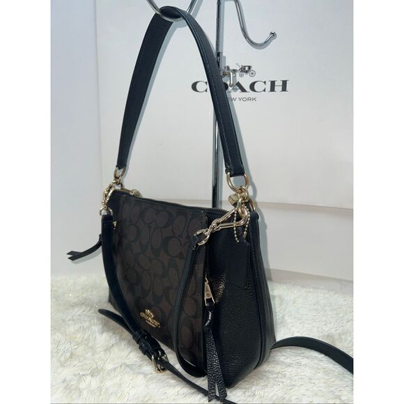 Coach Sig Marlon Shoulder/Crossbody bag Brown Black Good Condition - Picture 3 of 6